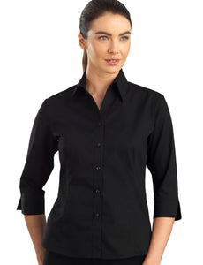 Style 100 Black – Women's 3/4 Sleeve Poplin