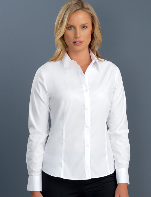 Style 101 White – Women's Long Sleeve Poplin