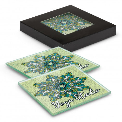 Venice Glass Coaster Set of 2 Square - Full Colour - 120164