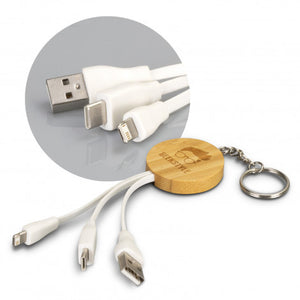 Bamboo Charging Cable Key Ring - Round - 121411