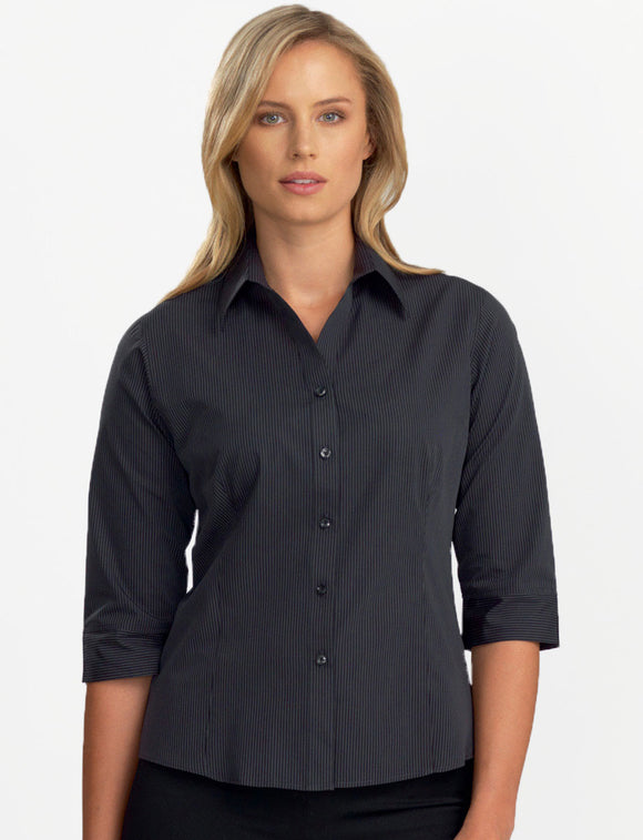 Style 136 Charcoal – Women's 3/4 Sleeve Dark Stripe