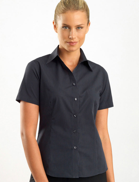 Style 137 Charcoal – Women's Short Sleeve Dark Stripe