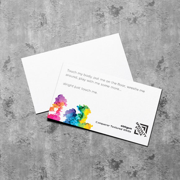 Business Cards 400gsm (speciality artboards) Conqueror Textured White - EB0045