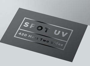 Business Cards 420gsm (speciality finishes) Matt Cello 2 sides + Spot UV 1 side - EB0036