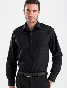 Style 200 Black – Men's Long Sleeve Poplin