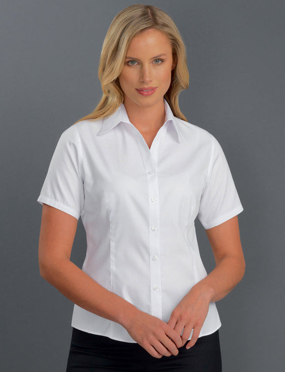 Style 302 White – Women's Short Sleeve Pinpoint Oxford