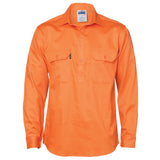 Close Front Cotton Drill Shirt - Long Sleeve - 3204