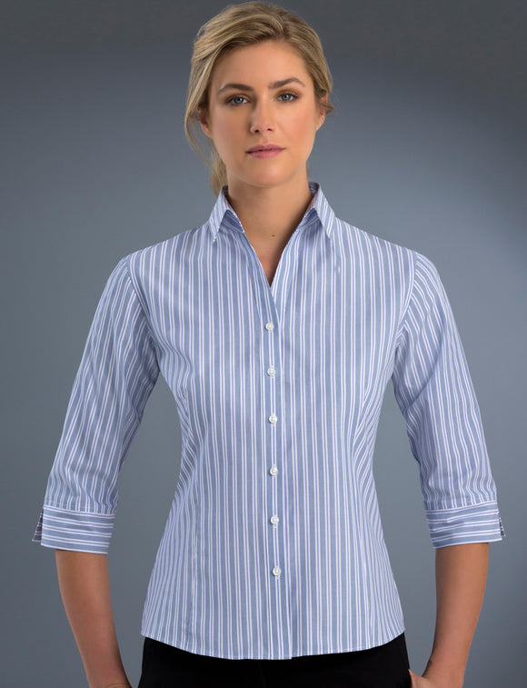 Style 322 Plum – Women's 3/4 Sleeve Fashion Stripe