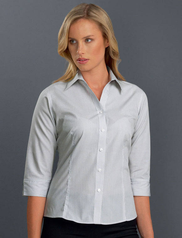 Style 324 Grey – Women's 3/4 Sleeve Mini Check