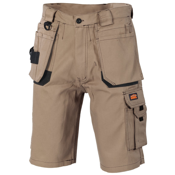 Duratex Cotton Duck Weave Tradies Cargo Shorts - with twin holster tool pocket - 3336