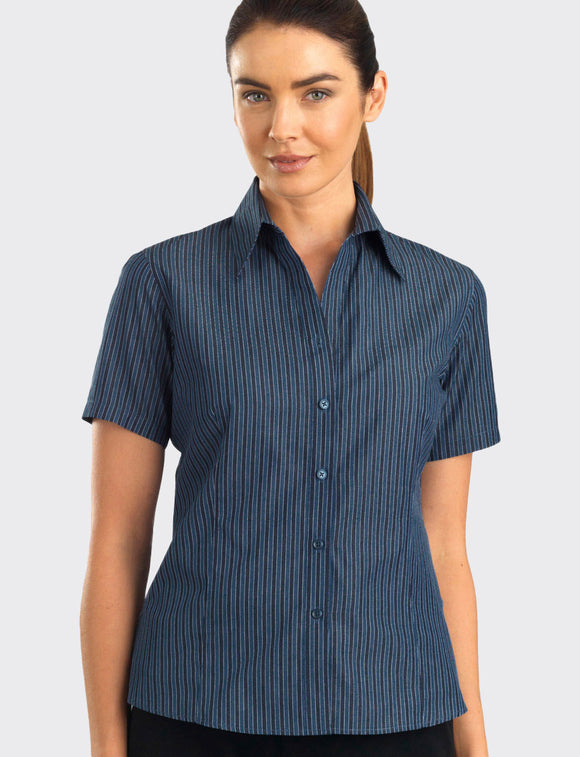 Style 343 Slate – Women's Short Sleeve Bold Stripe