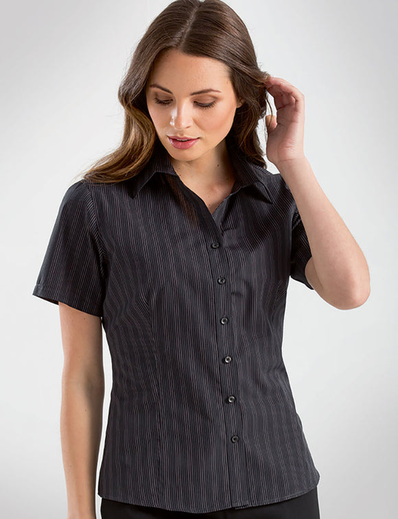 Style 353 Black – Women's Short Sleeve Dark Stripe