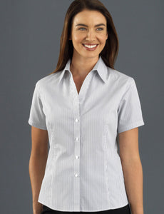Style 367 Steel – Women's Short Sleeve Herringbone Stripe