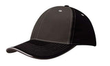 Brushed Heavy Cotton Two Tone Cap with Contrasting Stitching and Open Lip Sandwich - 4053