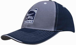 Brushed Heavy Cotton Two Tone Cap with Contrasting Stitching and Open Lip Sandwich - 4053