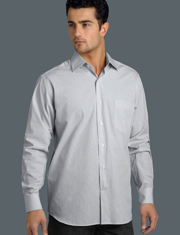 Style 424 Grey – Men's Long Sleeve Mini Check