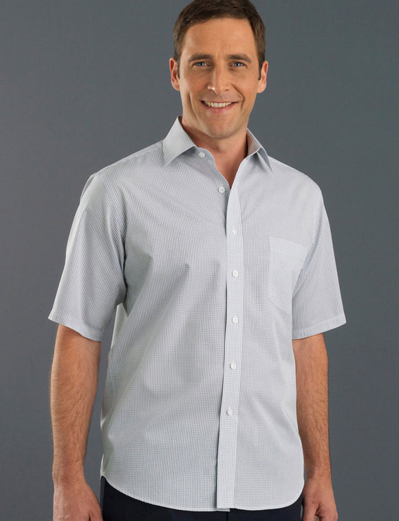 Style 425 Grey – Men's Short Sleeve Mini Check