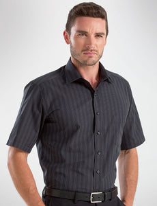 Style 453 Black – Men's Short Sleeve Dark Stripe