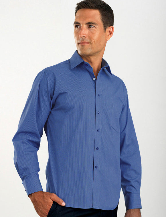 Style 464 Sapphire – Men's Long Sleeve Tonal Stripe