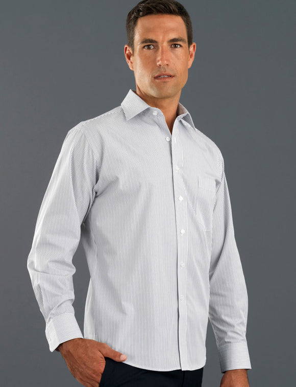 Style 466 Steel – Men's Long Sleeve Herringbone Stripe