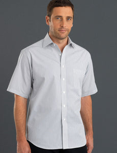 Style 467 Steel – Men's Short Sleeve Herringbone Stripe