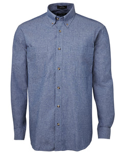 JB's L/S COTTON CHAMBRAY SHIRT BLUE STITCH - 4CUL