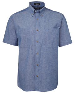 JB's S/S COTTON CHAMBRAY SHIRT BLUE STITCH - 4CUS