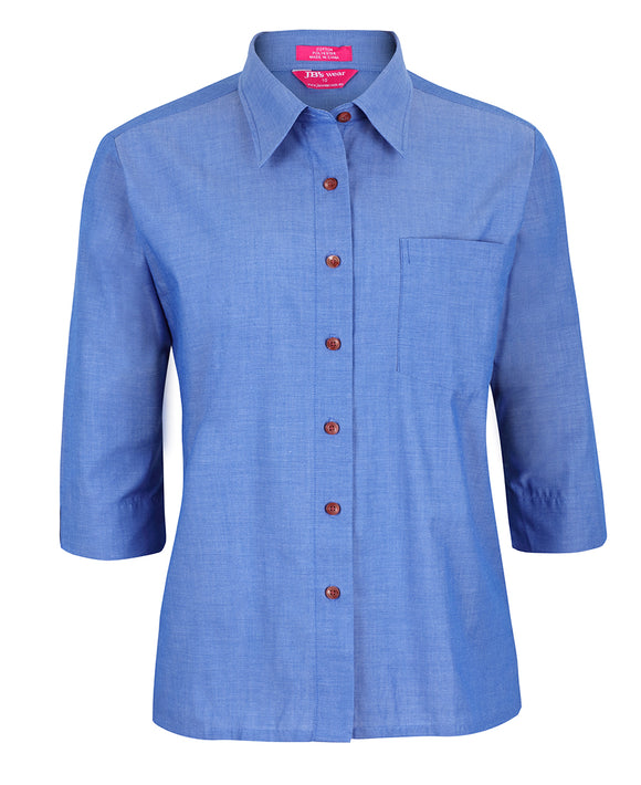 JB's LADIES ORIGINAL 3/4 INDIGO CHAMBRAY SHIRT - 4LICT