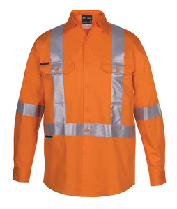 JB's HI VIS (D+N) L/S 150G CROSS BACK TAPE SHIRT - 6DCBL