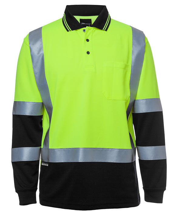 JB's HI VIS L/S D+N H PATTERN TRAD POLO - 6DHL