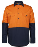 JB's HI VIS CLOSE FRONT L/S 150G WORK SHIRT  - 6HVCS