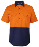 JB's HI VIS CLOSE FRONT S/S 150G WORK SHIRT - 6HVCW