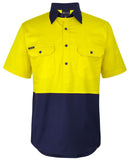 JB's HI VIS CLOSE FRONT S/S 150G WORK SHIRT - 6HVCW