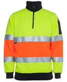 JB's HI VIS 1/2 ZIP (D+N) FLEECY SWEAT WITH REFLECTIVE TAPE- 6HZFS