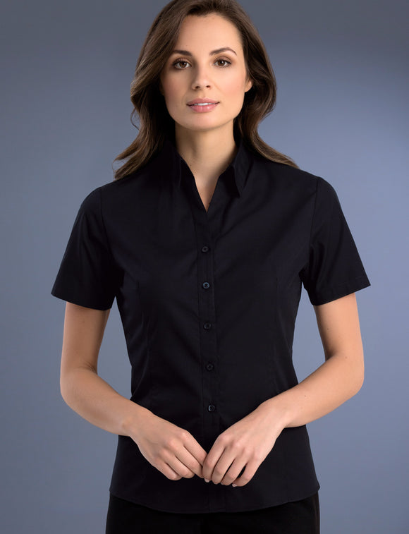 Style 701 Black – Women's Slim Fit Short Sleeve Poplin