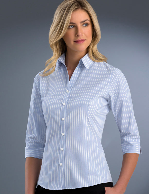 Style 718 Blue – Women's Slim Fit 3/4 Sleeve Pinfeather