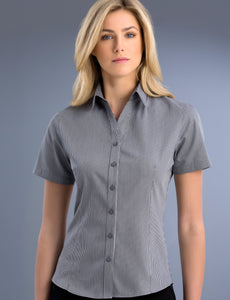 Style 763 Gunmetal – Women's Slim Fit Short Sleeve Pinstripe