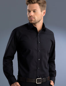 Style 800 Black – Men's Slim Fit Long Sleeve Poplin