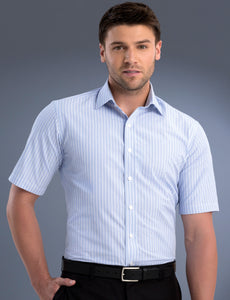 Style 819 Blue – Men's Slim Fit Short Sleeve Pinfeather