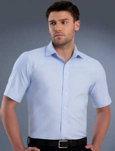 Style 839 Sky – Men's Slim Fit Short Sleeve Pinpoint Oxford