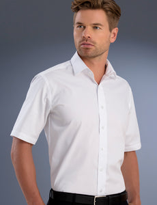 Style 841 White – Men's Slim Fit Short Sleeve Pinpoint Oxford