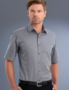 Style 863 Gunmetal – Men's Slim Fit Short Sleeve Pinstripe