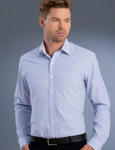 Style 870 Blue – Men's Slim Fit Long Sleeve Dobby Stripe