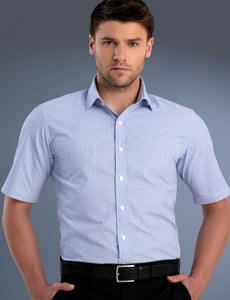 Style 871 Blue – Men's Slim Fit Short Sleeve Dobby Stripe