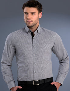 Style 872 Black – Men's Slim Fit Long Sleeve Small Check