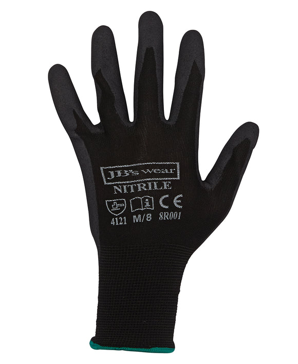 JB's BLACK NITRILE BREATHABLE GLOVE (12 PACK) - 8R001