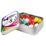 Assorted Colour Mini Jelly Beans in Silver Rectangular Tin - LL334