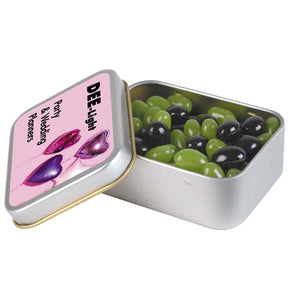 Corporate Colour Mini Jelly Beans in Silver Rectangular Tin - LL335