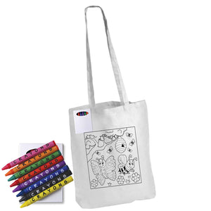 Colouring Long Handle Cotton Bag & Crayons - LL5521