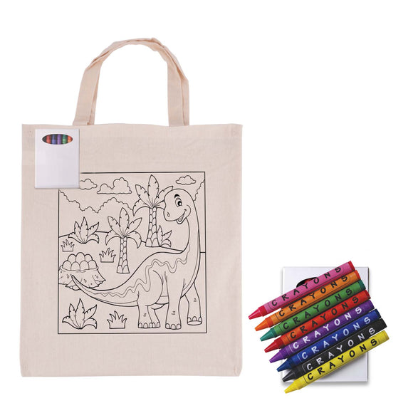 Colouring Short Handle Calico Bag & Crayons - LL5522